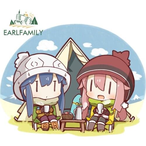 EARLFAMILY 13cm x 10.1cm for Yuru Camp Car Assessoires Stickers Waterproof Decal Laptop Car Refrigerators Vinyl Camper Sticker