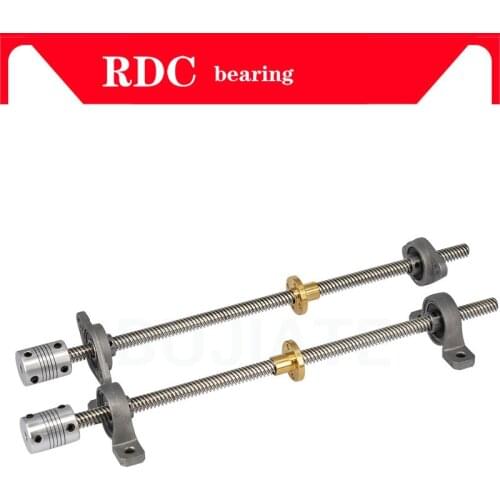 High quality T8 Lead screw 1000 mm 8mm + brass copper nut + KP08 or KFL08 bearing Bracket +Flexible Coupling for 3D printer&CNC