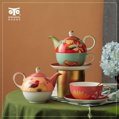 Colorful Bone China Teapot Sets British Style Afternoon Tea Teaware Set Light Luxury Gift