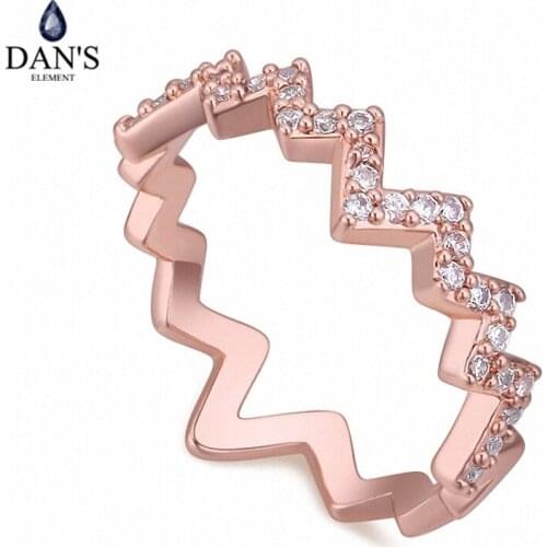DANS Real Austrian Crystals Brand AAA Zirconia Micro Inlays Fashion Ring for women New Geometric 121487rose