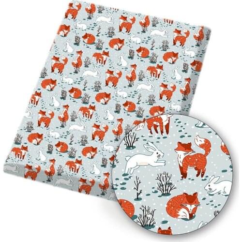 Polyester Cotton Fabric Cartoon Animals Printed Cloth Sheets Home Textile DIY Handmade Bags Dress Making Material 45*145cm 1pc