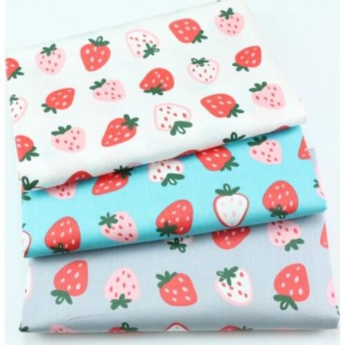 Cartoon Stawberry Printed 100%Cotton Fabric By Half Meter For Patchwork Kids Baby Romper Bedding Sewing Cloth Handmade Materials