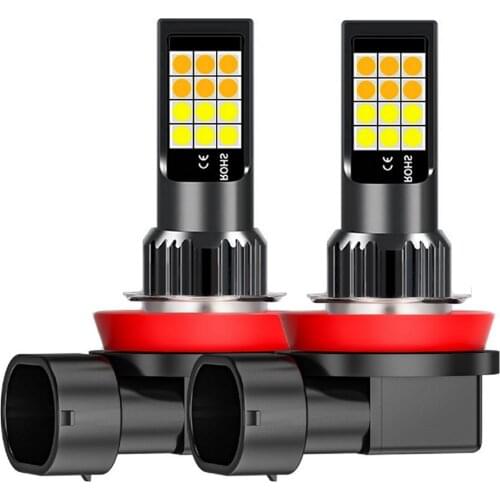 2Pcs Yellow White Dual Colors H11 H8 9006 HB4 881 H27 High Quality 3030 LED Bulb Auto Front Fog Lamp Car Anti Fog Light Foglamps
