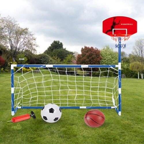 2 In 1 Outdoor Sports Kids Football Goal Boys Soccer Toy Mini Basketball Children Basketball Hoop Training Practice Toys