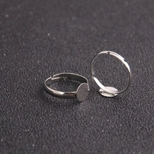 6pcs Color Adjustable Ring Blanks Jewelry Findings 6mm Cabochon Settings Rings