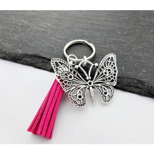 Butterfly Gift Butterfly Charms Tassel Keyring Animal Keychain Bag Charms For Women Nature Jewelry 2019 New Fashion Jewellery