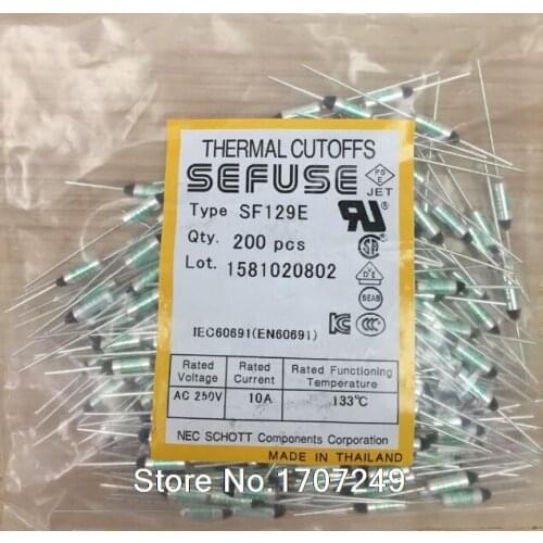 Free Shipping 200PCS/lot NEW SF129E SEFUSE Cutoffs Thermal Fuse 133C 133 Degree 10A 250V Metal fuse SF129E