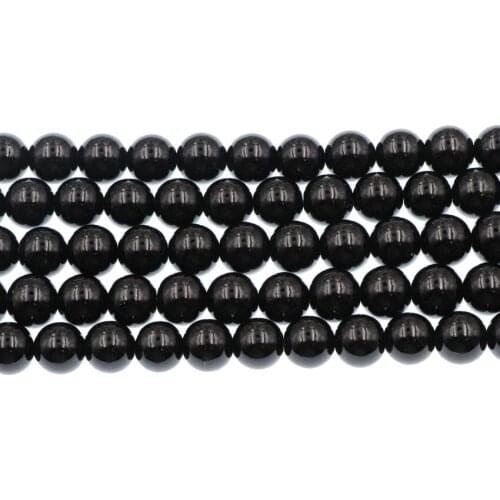 New 3-12mm Black Glass Loose Beads for DIY Jewelry Making Necklace Bracelet Spacer Baking Paint Ball Accessories Supplie 15" B89