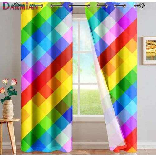 DARMIAN Bedroom Window Decor Blackout Curtain Colorful Design Home Grommet Drapes Panel Kitchen Thermal Insulated Dark Curtains