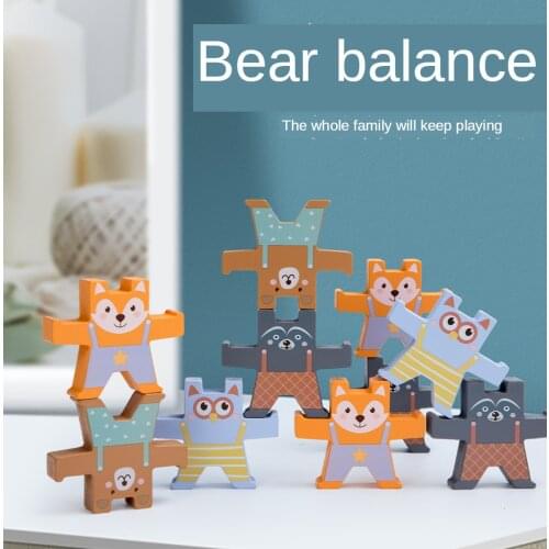 Baby Kids Early Learning Educational Toy Childhood Teaching Wooden Toys Bear Balanced Building Blocks Toys Gifts For Children