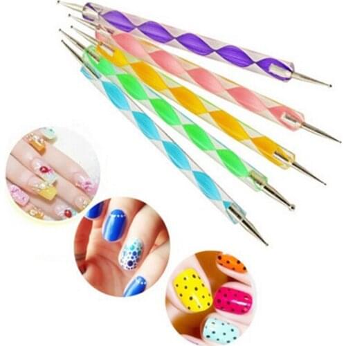 5pcs DIY Way Pottery Clay Ball Styluses Tools Polymer Clay Sculpture Tool Nail Art Tools Silicone Color Shapers Dotting Tool