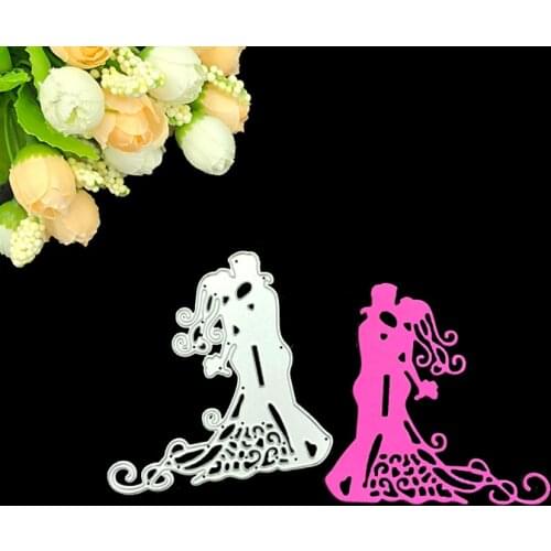 Julyarts Scrapbooking Cutting Dies Metal Wedding Kiss Couple Hollow Stitched Craft Stencils Album Greeting Cards Paper