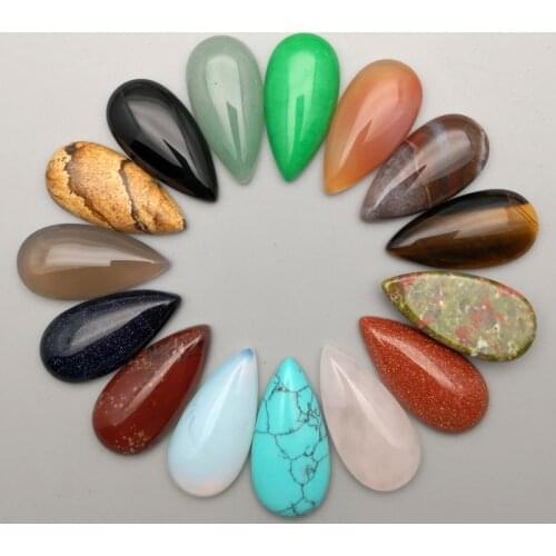 Fashion natural stone cab cabochon for jewelry making bead 15X30MM Assorted no hole mixed 20Pcs/lot Free shipping wholesale