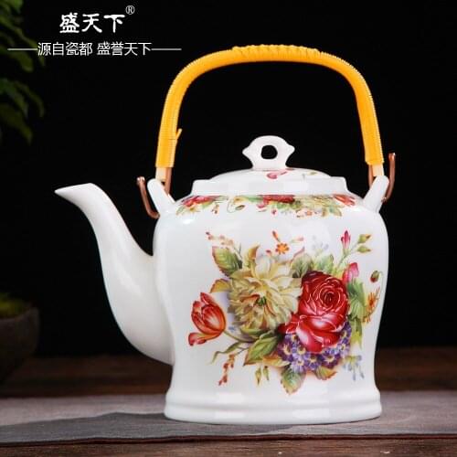 China Jingdezhen ceramic teapot large capacity beam-lifting tea pot making cooling water filtering single porcelain pot set