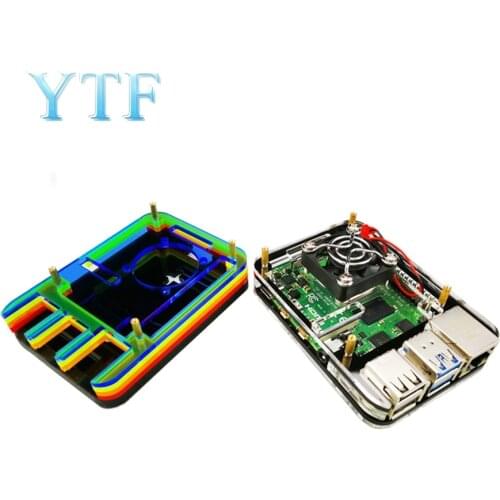 Raspberry Pi 4B Shell 4 Generation B Type Box Black / Rainbow Contains A Fan