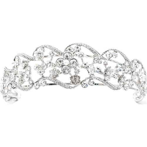 Crystals Rhinestone 3/2 Round Flower Bridal Wedding Headband Hairband Tiara Hair Jewelry Accessories Hairpieces HG0051