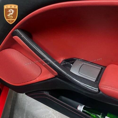 Car Interior Door Panel Grab Handle Covers Carbon Fiber Armrest Protective Trim Car Styling For Ferrari F12