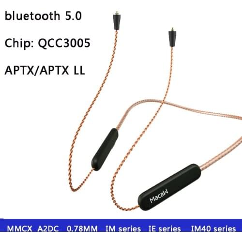 Macaw TE10-60X 8 Core Apt-x ll Bluetooth 5.0 Earphone 2pin 0.78 MMCX A2dc Aptx Replacement Cable For Shure Se215 ie80 with mic