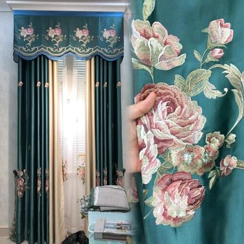 The New Chinese Modern Living Room Relief Chenille Embroidered Curtains Living Room Bedroom Blackout Curtains