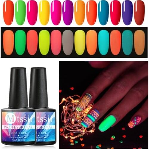 Luminous Gel Nail Polish Glow In The Dark Gel Varnish Soak Off UV Color Nail Gel Polish Fluorescent Luminous Neon Gel Lacquer