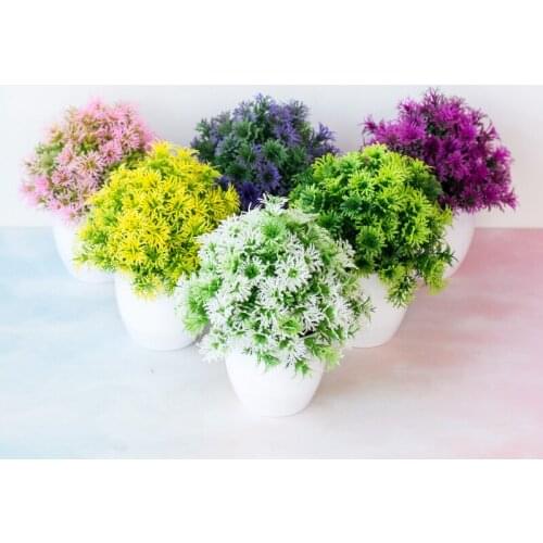 Green Plant Artificial 37 Mesh Jasmine Grass Silk Bonsai Indoor Office Decoration Flower Potted Plant Handmade Plastic