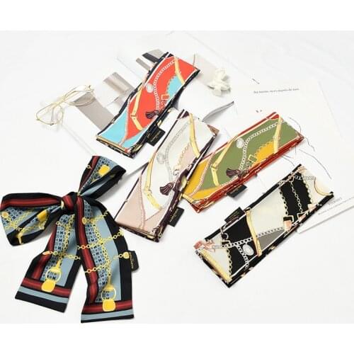 2019 New Women Silk Neck Tie Scarf Carrige Horse Floral Print Girl Neckerchief Hair Band Bag Handle Wraps Small Neck Scarves