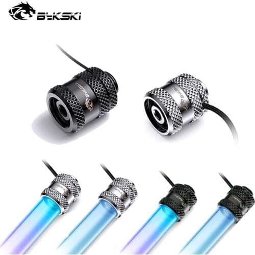 Bykski B-LTJT-X, G1/4 RGB Hard Tube Fitings For OD14mm OD16mm Rigid Hard Pipe,PC Water Cooling Connector 12V RGB/5V ARGB