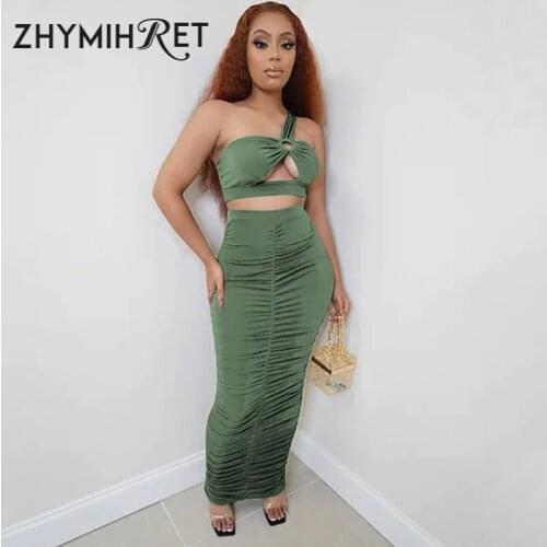 ZHYMIHRET Halter Ruched Midi Dresses For Women Party Hollow Out 2021 Summer Backless Sexy Dress Ladies Split Sundresses
