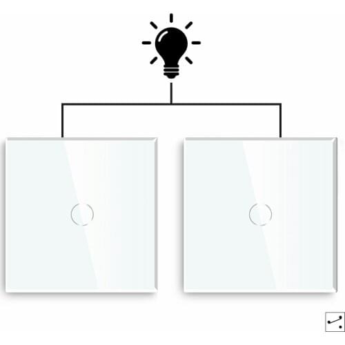 Mvava 1 Gang Intermediate Stair Switch EU Master Slave Light Touch Switches 2 Colors Crystal Glass Panel Home Improvement