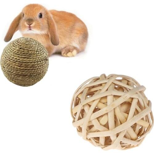 1 pc Rabbit Chew Toy Rattan Grass Ball Hand-woven Hamster Rabbit Natural Rattan Ball Bird Chewing Grin Grind Toys Birdcage Decor
