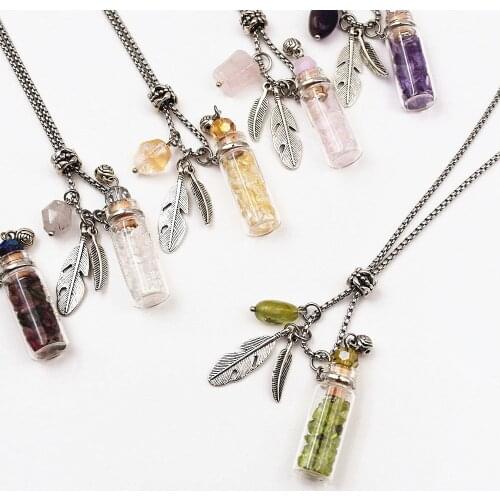 1PC Refillable Essential Oil Aromatherapy Crystal Glass Pendant Necklace Diffuser Perfume Pendant Stainless steel Necklace chain