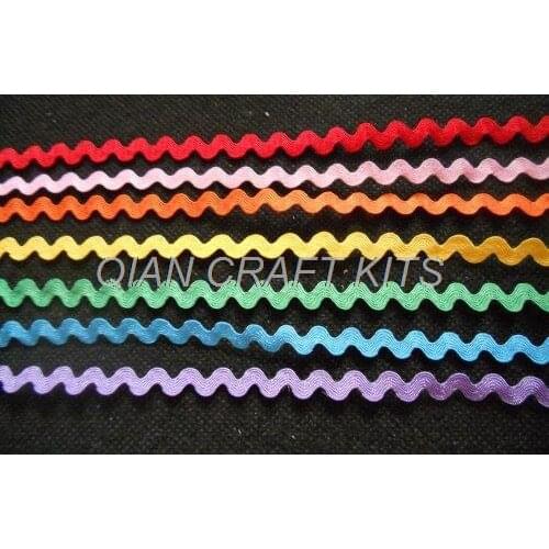 250 Yards Mix 10 Colors Each of 25 Yards Rainbow Color Ric Rac Zig Zag Trim - Size 5-6mm Width Rainbow Color Assortment