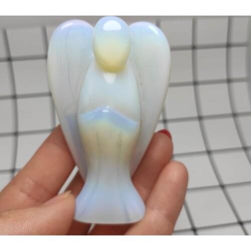 3" Opal Stone Angel Charms Statue Carved Angel Figurine With 1pcs