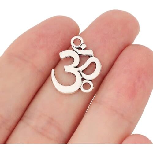30 x Tibetan Silver OM AUM Yoga Connector Charms for Bracelet Jewelry Making Accessories 21x17mm
