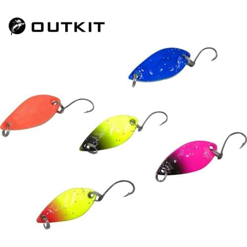 OUTKIT 5pcs/lot 5g 3cm Fishing Tackle Bait Fishing Metal Spoon Lure Bait For Trout Bass Spoons Small Hard Sequins Spinner Spoon
