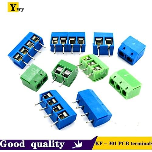 50PCS/LOT KF-301 cross blue/green KF301-2P 3P 4P 5.0MM PCB terminal 12A 300V can be spliced