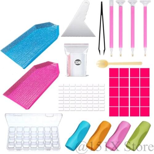 5D Diamond Transparent Storage Box Diamond Painting Tools Jewelry Beads Containers With Clay Point Drilling Pen Tray Accessories