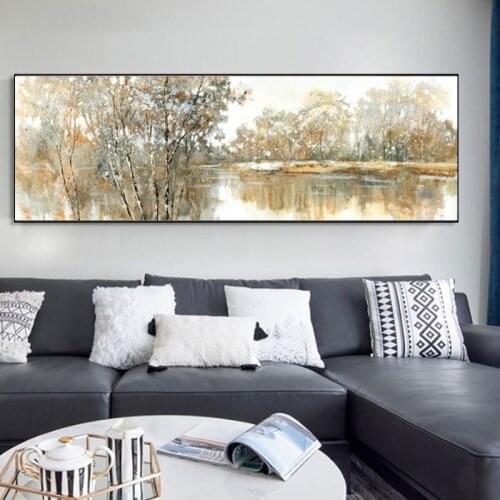 Abstract Landscape Trees and Lakes Oil Painting Posters and Prints Wall Art Canvas Painting Wall Art Pictures for Living Room