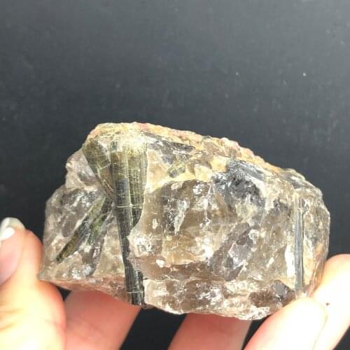 Pure natural black tourmaline crystal rough stone mineral specimen block artwork reiki healing meditation