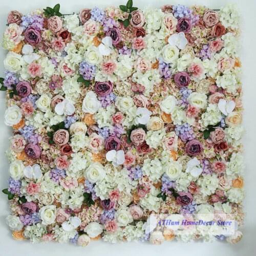 Rose Red Rose Champagne Dahlia Board Artificial Flower Green Leaf 3D Wall Wedding Photo Background Party Home Wall Decoration