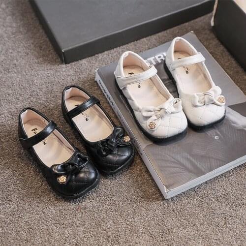 Childrens Princess Shoes 2021 New Girls Bow-knot Soft Sole Sweet Wind Casual Shoes Sweet Fashion Flats Non-slip Cute 23-34 Chic