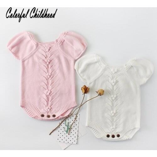Sweet tassel romper baby girls clothes autumn short sleeve cotton knitted jumpsuit newborn body overalls children pajamas
