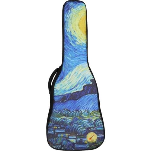Guitar Case Bag 36 40 41 Inches Van Gogh Starry Night Interactive Animation Backpack Thicken Carry Gig Guitar Accessories