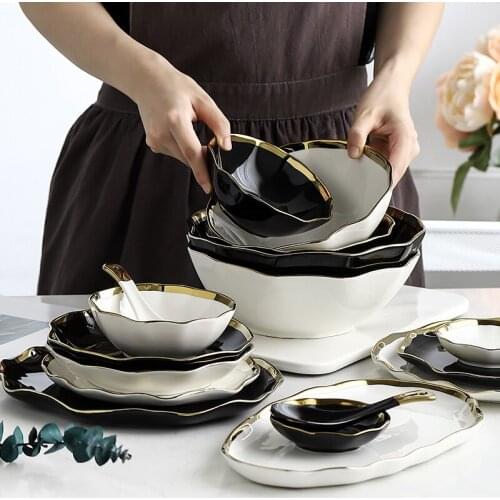 Ceramic bowls and plates northern Europe plated Phnom Penh Western plate, steak plate, salad bowl, soup bowl, rice bowl