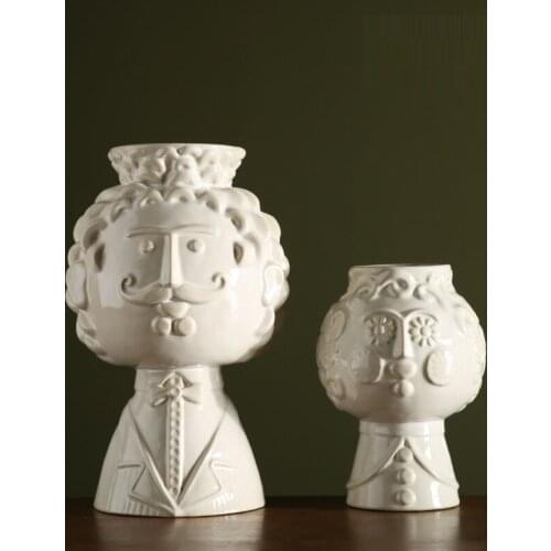 Creative Smile Beard Man Face Vase Pot Home Decor Art Flower Pots