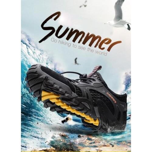 Summer Breathable Hiking Shoes Suede + Mesh Outdoor Men Sneakers Climbing Shoes Men Sport Shoes Quick-dry Water Shoes Auqa shoe