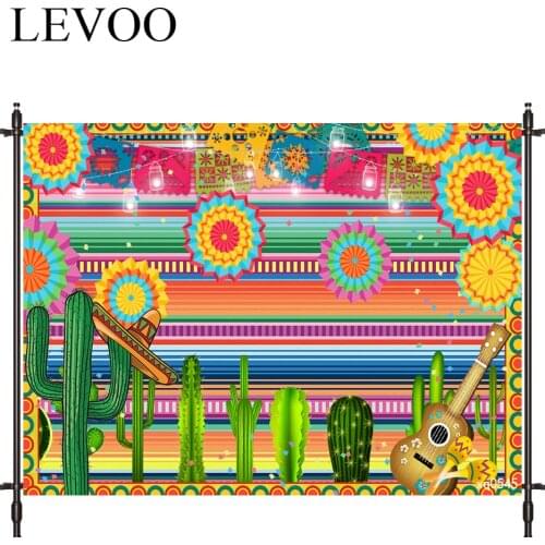LEVOO Photography Background Cactus Guitar Paper Flowers Bunting Stripe Background Photobooth Photo Studio Shoot Prop