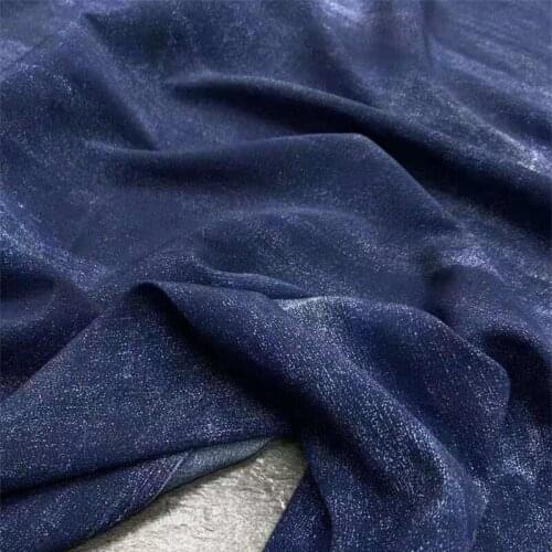Fashion Denim Style Tie-dye Silk Fabric High-end 18 Mum Stretch Crepe De Chine Shirt Dress Mulberry Silk Fabric Yard Designer