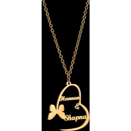 Acheerup Fashion Stainless Steel Necklace for Women Custom Name Butterfly Pendant Adjustable Choker Personalized Jewelry Gifts