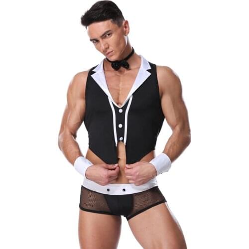 Men Sexy Lingerie Hot Erotic Sexy Slim Fit Men Maid Costume Erotic Sexy Halloween Carnival Male Maid Costumes